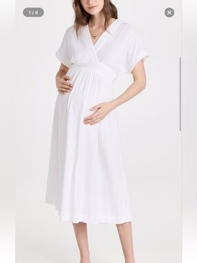 Hatch The Carolina Dress White Gauze Midi Dress 100% Cotton Medium (2)